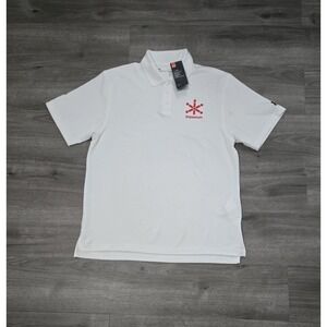 Under Armour Golf Polo Shirt Mens Large White Polyester Logo‎ Heatgear Loose